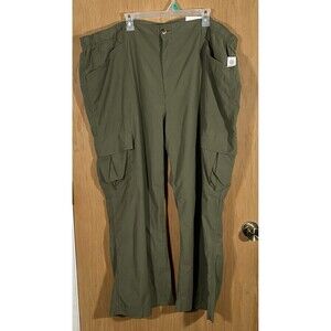 Old Navy Wide Leg Full Length Cargo Pants Women's 3X Olive Green Grunge Gorp NWT